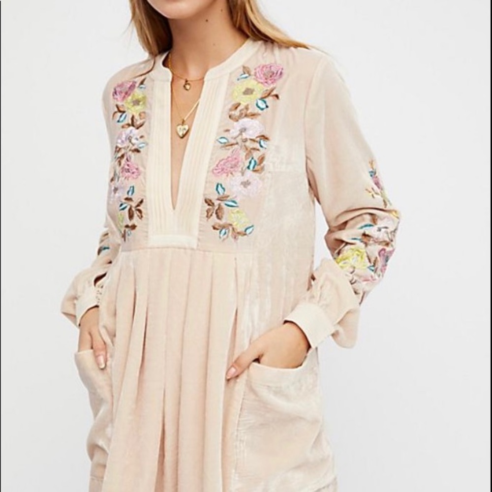 NWT Free People Mia Embroidered Ivory Dress